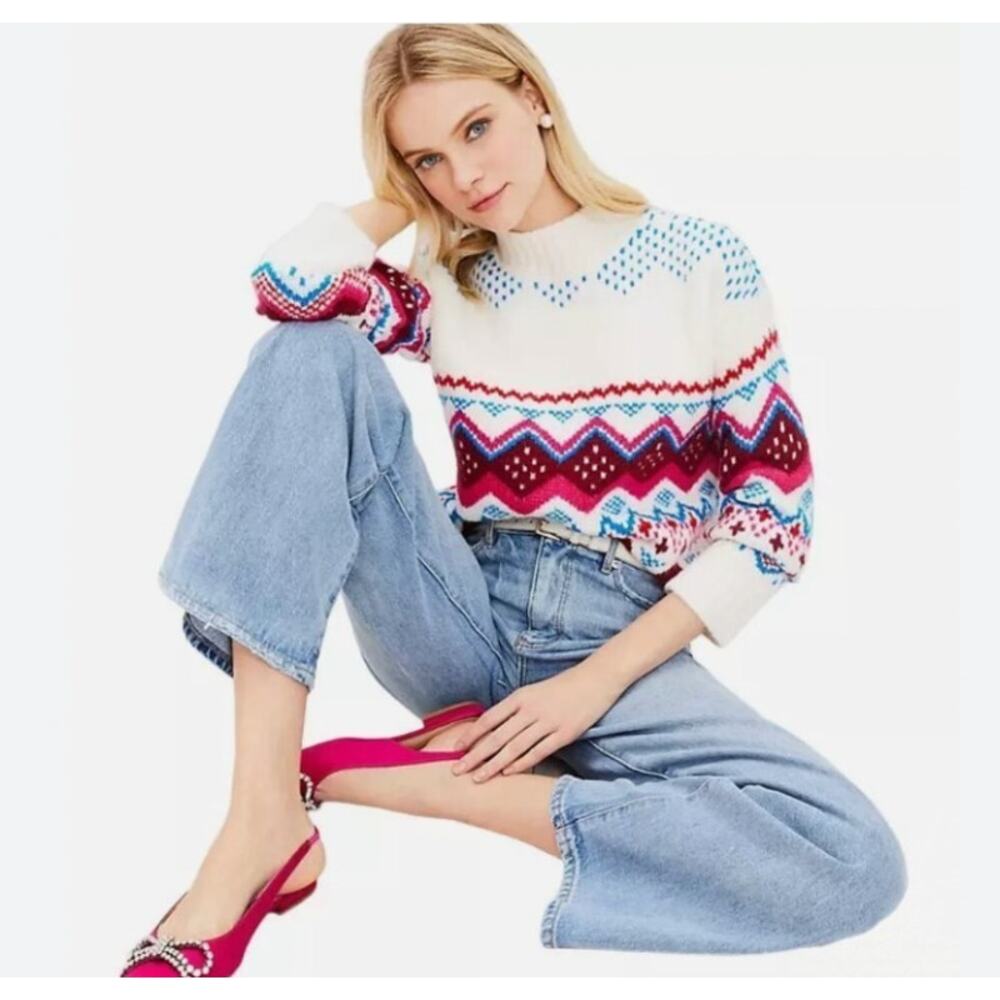 LOFT Multicolor Patterned Turtleneck Sweater - image 1